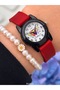Sun-Proof, Red Silicone Strap, Small Case Ninja Model, Children's Digital Wristwatch+Bracelet - 3