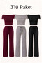 3-Piece Women's Madonna Blouse Wide-Leg Pants Top and Bottom Set