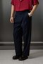 Men's Super Baggy Pleated Wide Leg Gabardine Trousers Navy Blue - 5