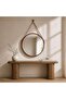 Naoko Leather Wall Mirror With Strap 80x80cm - Brown