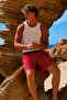 Plaid Claret Red Men's Swim Shorts 4258