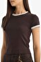 Fitted Crew Neck Rib Short Sleeve T-Shirt F9823Ax25Au - 4