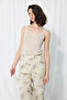 Trace Collection Eco Print Cotton Linen Trousers - Stone - 5
