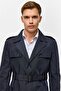 Navy blue slim straight coat - 6