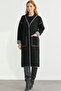 Shawl Collar Snap Fastener Long Knitwear Cardigan - Black - Dark Gray - 2