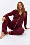 Bamboo Maternity and Maternity Dressing Gown Nightgown Ribbed Suit Long Sleeve Buttoned - 2