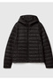 Women's Black Polyester Filled Zippered Hooded Slim Fit Puffer Coat - 2