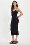 Women's Slim Fit Bodycon Strappy Lycra Midi Length Black Dress - 3