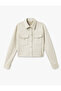 Capped Pocket Detailed Buttoned Faux Suede Crop Women's Jacket - 3