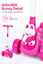 3 Wheel Scooter for Kids with Bunny Figure, Adjustable Height, Pink Blue - 7