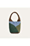 Women's Green Color Block Wicker Handbag - 2