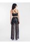 Glittery Mesh Pareo Wide Leg Elastic Waist Women's Trousers - 5
