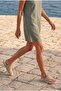 Women's Genuine Leather Flip-Flop Slippers with Straps and Studs, Nobi Beige Suede - 4