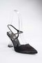 Black Satin Fabric Women's Evening Dress Heeled Shoes M246066904 - 6