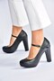 Black Platform Heeled Women's Evening Dress Shoes M348007209 - 2