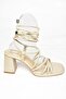 S282470509 Beige Thick Heeled Laced Women's Shoes - 5