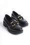 Patent Leather Black Gold Buckle Women's Loafer Tr17Ms02A - 2