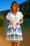 Beach Dress Bamboo Peshtemal Elephant Pattern White Color - 5