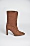 L404891302 Brown Suede Thin Heeled Women's Boots - 6
