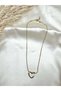 Gold color steel heart necklace pinterest style - 3