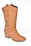 R973934002 Tan Suede Cowboy Model Women's Boots - 6