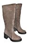 R654047702 Smoked Genuine Leather Suede Thick Heeled Women's Boots - 8