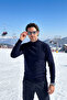 Men's Knitwear Navy Blue Sweater Half Turtleneck Winter Woven Steel Knit - 5