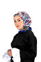 وشاح حريري بنمط السلاجقة باللون الأزرق الداكن - 2