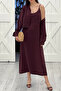 Plum Color Suspender Dress Shirt Double Set 51153 - 2