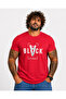 Men's Large Size Crew Neck T-Shirt Black 26135 Red