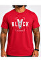 Men's Large Size Crew Neck T-Shirt Black 26135 Red - 2