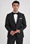 Slim Fit Double Slit Flotant Pocket Removable Satin Collar Black Groom Suit Tuxedo Suit Black 083 - 4