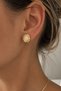 Oval Enamel Steel Women's Gold Earrings