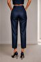 Women's Pleated Pencil Pants with Wide Belt Loop Detail Satin - 2