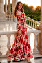 Patterned Hijab Dress Red 524-1 - 5