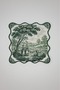 Green Toile Elegance Series Embroidered Fabric Cocktail Napkins 1 Piece