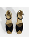Navy Blue Women's Buckle Detailed Wedge Heeled Suede Espadrille - 6