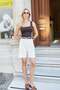 Square Neck Sleeveless Lycra Stylish Shiny Fabric Blouse Body-Brown - 4