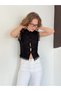 Women's Lace Crop Blouse with Stand Collar Chinese Buttons Sleeveless Chic Summer Vest-Looking Blouse - 3