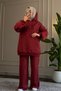 5540 - Stylish and Comfortable 2-Yarn Lycra Hooded Decoration Stone Detailed Hijab Women's Set - 4