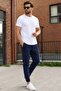 Navy Blue Zipper Detailed Parachute Jogger Trousers