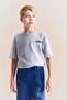 100% Cotton Oversized Crew Neck Printed Short Sleeve Gray T-Shirt for Boys H8204A826Hs - 2