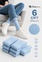 6 Pairs of Unisex Light Blue Colored Cotton Socks - Colorful Tennis Socks