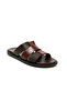 Men's Slippers M6857 Leather Upper Dark Brown - 2