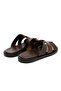 Men's Slippers M6857 Leather Upper Dark Brown - 5