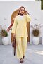 Front-Tie Kimono Set with Trousers - Light Yellow