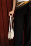 Sleek Cream Double Strap Detailed Baguette Shoulder Bag - 5