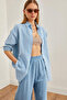 Women's Baby Blue Oversize Basic Muslin Shirt Gml- 19001217 - 2