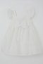 Girl's Lace Dress with Bow Accessories, Floral Embroidery, 3-8 Years, Ecru - 8