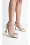 Ankle Buckle Satin Bow Stripe High Heeled Women's Evening Dress Shoes